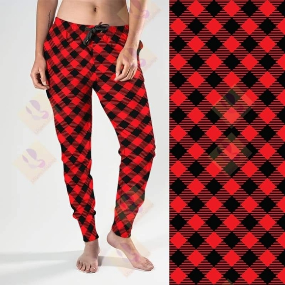Unisex Buffalo Plaid Joggers - Picture 4 of 4